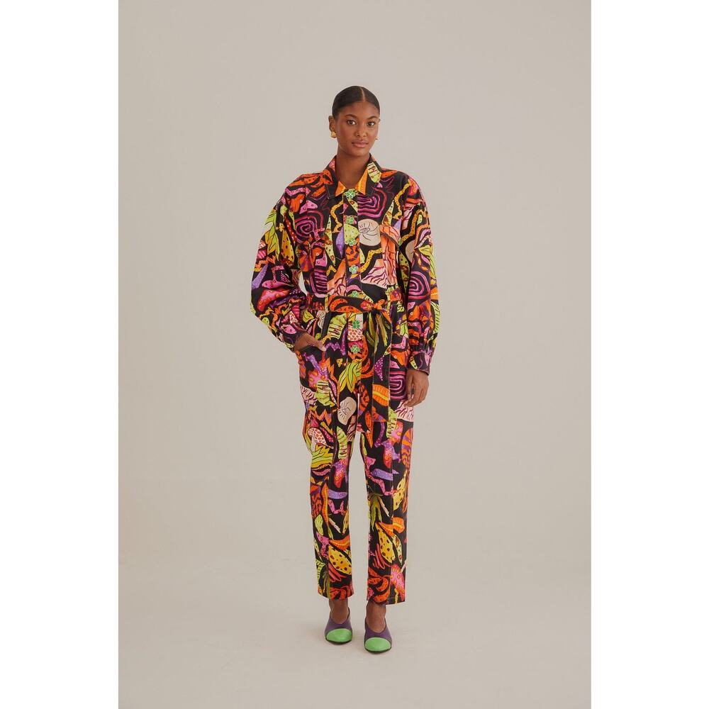 NEW Farm Rio Psychedelic Garden Jumpsuit Black Size XS - Picture 1 of 9